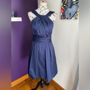 David’s Bridal Cotton Navy Blue Dress